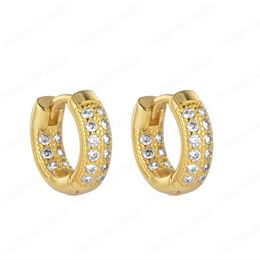 Men Women Fashion Earrings Gold Silver Color Ice Out Bling CZ Small Hoops Earrings for Girls Women Nice Gift