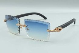 style Direct sales cutting lens medium diamonds sunglasses 3524021, black wooden temples glasses, size: 58-18-135mm