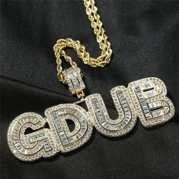 Hip Hop Custom Name Letter Pendant Necklace Full Zircon Cubic CZ Gold Plated CZ Mens Jewellery Christmas Gift