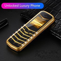 Unlocked Classical Design Signature 8800 Gold Mobile Phone Mini Metal Body Dual Sim Card GSM Quad Band MP3 Camera Cheap Cellphone Free Case