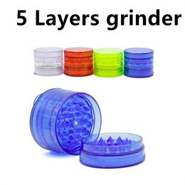 Cheap protable 5layer 60mm big plastic tobacco grinder for smoking dry herb accessories smoking acrylic herb grinders