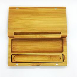 Newest Natural Wooden Portable Stash Strong Magnetism Cover Cigarette Case Preroll Rolling Handroller Herb Tobacco Smoking Tray Storage