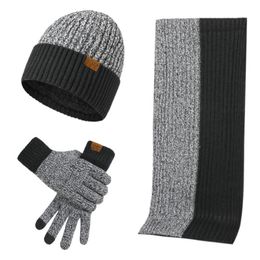 Cycling Caps & Masks Winter Scarf Hat Gloves Set Thick Warm Mitten Touch Screen Thermal Windproof Neck / Hand Warmer For Camping