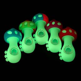 4.3" Mini hand pipe glow in dark water pipe Silicone Rigs hookah smoking pipe unbreakable