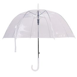 30 Pcs 34" Big Clear Cute Bubble Deep Dome Umbrella Gossip Girl Wind Resistance Transparent Long Handle Women Umbrella