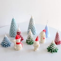 3D Christmas Tree Silicone Mould DIY Pine Snowman Aromatic Candle Soap Making Mould Xmas Gifts