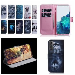 Animal Leather Wallet Cases For Samsung Galaxy S22 Plus Ultra F22 4G A13 5G M32 Xiaomi 11T PRO Flower Lion Panda Dog Wolf Tiger Owl Card Slot ID Flip Cover folio Pouch