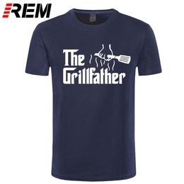 Men's Fashion The Grillfather Grey Funny BBQ Grill Chef Tee Shirt Cotton Short Sleeve T-Shirt 210714