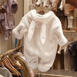 MILANCEL New Bodysuit Newborn Clothes Bunny Hat Baby Boys Playsuit Warm Toddler Hooded Outfit 210309