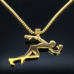 Pendant Necklaces 2021 Fashion Running Man Stainless Steel Chain For Men Jewellery Black Colour Colgante Hombre N18904