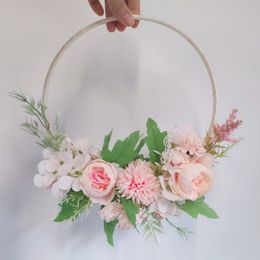 Wedding Flower Bridesmaid Artifical Wedding Flowers Bride Decoration Rose Wreath Bridal Artificial Garland Hoops Accessories