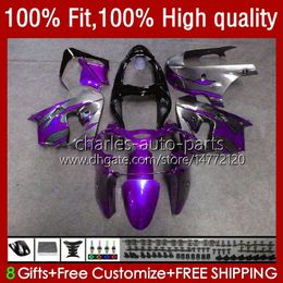 Injection Bodywork For KAWASAKI NINJA ZX-9R ZX900 900CC 1998-2003 Body 25No.136 ZX9 9 R ZX 9R 900 CC ZX9R 00 01 02 03 Grey Purple ZX-900 2000 2001 2002 2003 OEM Fairing Kit