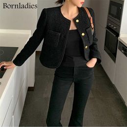 Bornladies Chic Loose Women Korean Stylish Short Blazer Autumn Single Breasted Female Suit Jacket Full Sleeve Outwear 211122