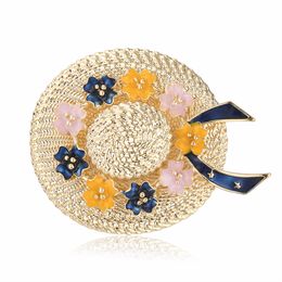 Korean Fashion Hat Brooch Creative Flower Bow Brooches for Women Enamel Pins Jewelry Accessories