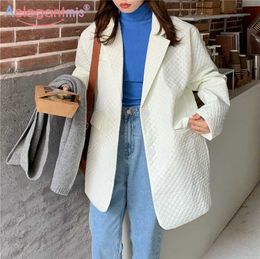 Aelegantmis Korea Loose Sashes Argyle Blazer Women Palid Belt Oversize Thin Coat Female High Quality Casual Elegant Jacket Parka 210607