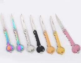 New 7 Colours Mini Folding Knife Key Style Outdoor Gadgets Multifunctional Keychain Tool Pocket Fruit Blade Swiss Self-defense Knives Small Sabre EDC Tools Gear