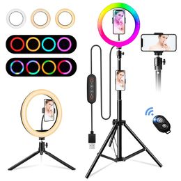 10" 26Cm Rgb Selfie Ring Lamp 26 Rgb Colours Light for Mobile Makeup Ring Light Led Ring Light With Stand As Table Floor Lamp