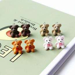 20Pcs/lot 20x15mm Cute Bear Matte Resin Charms For Women Making DIY Necklace Keychain Pendant Jewelry Accessories