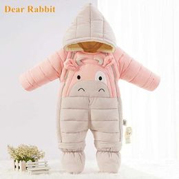 -30 degrees 2021 New born girl winter clothes baby wear boy snowsuit cute calf infant snow jacket thicken jumpsuit children coat H0909