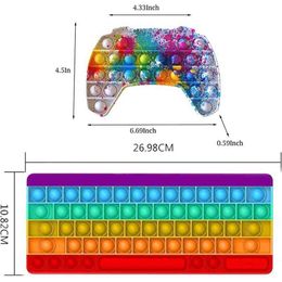 10 INCH keyboard shape fidget bubbles popper large jumbo giant rainbow color push popper bubble poppers puzzle keypad toys decompression Stress Relief G68UI7W