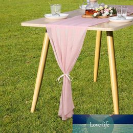 28x118inch Chiffon Fabric Table Runner Sheer Voile Scarf Draping Panels for Wedding Arch Decorations Backdrop Swags Party Decor