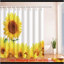 Yellow Sunflower Plant Fashion Shower Curtain 70 X 70 In Mildew Resistant Waterproof Polyester Decoration Hanging Curtains Unagq Rb1Hx