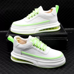 White Green Colour PU Leather Men Casual Shoes Flat Board Dress Shoes Sneakers Platform Loafers Trainers Zapatillas Hombre