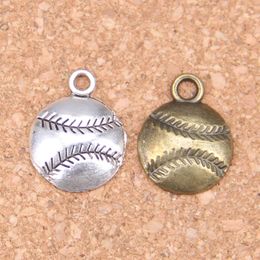 102pcs Antique Silver Plated Bronze Plated baseball Charms Pendant DIY Necklace Bracelet Bangle Findings 15*15mm