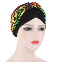 Women Muslim Cotton Turban Folding Cross Knotted Hair Ribbon Scarf Elastic Head Wrap Headwear Bandanas Lady Hair Hats Beanie