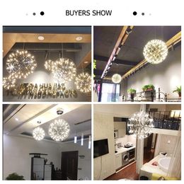 Pendant Lamps Classical Design Creative LED Light Firework Lights Stainless Steel Round Hanging Indoor Lustres De