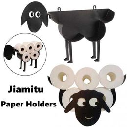 Toilet Paper Holders Wall Mount Sheep Tissue Rack Easy Clean Sheep Shape Cute Punch Free Multipurpose Wc Tissue Storage Racks 210705