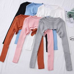 Casual Knitted Sweater Woman Shrug Solid Colour Long Sleeve Hollow Out Cardigan Shirt Open Stitch Pullover W177 210526