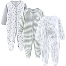Clothes 3Pcs/set Cotton Newborn Boy Girl Romper 2021 Long Sleeve Infantil Clothing Spring Animal Baby Pajama roupas de bebe 210309