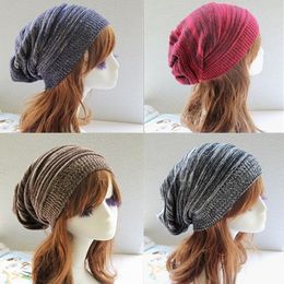 Winter warm beanie two-color thousand-layer folding beanies hats set head pile hat hip-hop knitted wool unisex