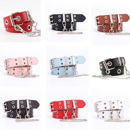 Belts Punk Women Silver Buckle Wide PU Leather Strap Jeans Trousers Casual Black Red Ladie Female 110cm Waistband