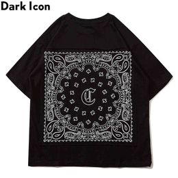 Squared Bandana Printed Hipster T-shirt Men Women Summer Oversized Men's Tshirts Male Top 210603