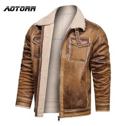 Casual Jacket Men Winter Fleece Motorcycle PU Leahter Jacket Man Motorcycle Coat Male Thick Biker Outerwear Windbreaker 211009