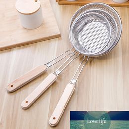 1Pcs Colander Strainer Noodle Cooking Spatula Stainless Steel Pasta Oil Spoon Strainer Kitchen Tool with Wooden Handle Kitchen