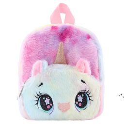 NEW23cm Plush Unicorn Backpack Children's Cartoon School Bag Cute Unicorn-Bag Unicorn-Backpack Bags Mini Pink Back Pack Schoolbag CCF11