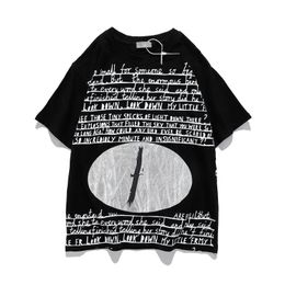 Men and Women JUUN.J Cotton Loose Abstract Letters Glue Coating Printing Embroidery Printing Pattern Round Neck Short Sleeve T-Shirts