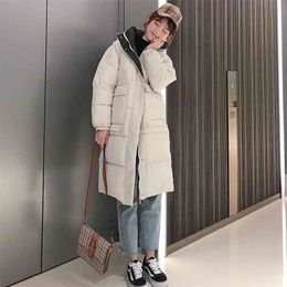 Women's Winter Parka Hooded Ladies Coat Long Coats Parka oversize Colour jacket mid-long women winter thick jacket 210819