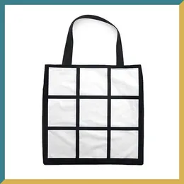 Sublimation Grid Tote Bag Blank White DIY heat transfer shopping bag 9 panels Cloth Frabic reusable Storage gift bag handbag 591
