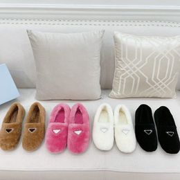 2021 Design Top QUALITY Wool Shoes Winter Plush Half Slippers Indoor Hotle Warm Fox Fur Sandals for Women Slides with Box