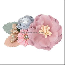 Hair Aessories Baby, Kids & Maternity 2021 Fashion Born Silk Flower Clips Fabric Flowers For Girls Birthday Party Xmas Diy Headwear Drop Del