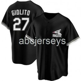 Stitched Custom Lucas Giolito #27 Black Ver2 Baseball Jersey XS-6XL