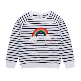 Jumping Metres autumn sweatshirts baby girls brand clothes stripe rainbow applique toddler girl outfits 210529