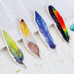 Bookmark 30pcs Feather Shape Bookmarks Cards Stationery Notes 30 Function For Message Summary
