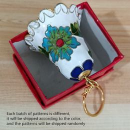 Handwork Cloisonne Enamel Filigree Colourful Bell Keychains Charms Keyrings Traditional Chinese Fancy Key Holder Copper Jewellery Gifts