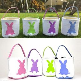 Canvas Easter Basket Handbags Bunny Ears Good Quality Easter Bags For Kids Gift Bucket Cartoon Rabbit Carring Eggs Bag