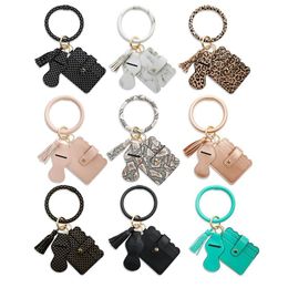 Fashion Key Chain Bracelet Key Holder Keychains Wristlet Tassel Keyrings Bracelet for Women Bangle with Card Lispstick Holder Kimter